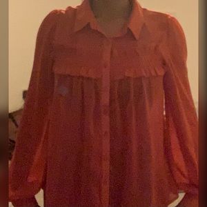 Forever 21 Translucent Ruffle Blouse